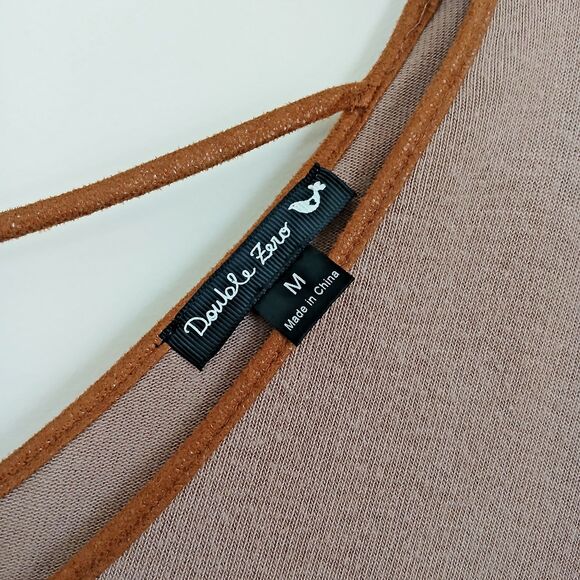 Loose Fit Knit Poncho Style Tunic V-Neck Faux Suede Accents and Tie Lagan Look - Picture 4 of 10